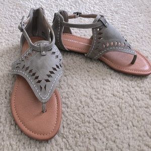 REPORT Taupe Laser Cut Sandals NWOT